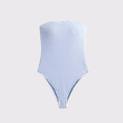 Abercrombie & Fitch Curve Love A&f Marina One-piece Swimsuit In Blue