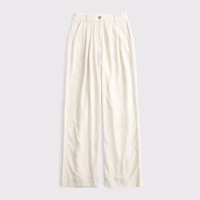 Abercrombie & Fitch Curve Love A&f Sloane Linen-blend Tailored Wide Leg Pant In Gray