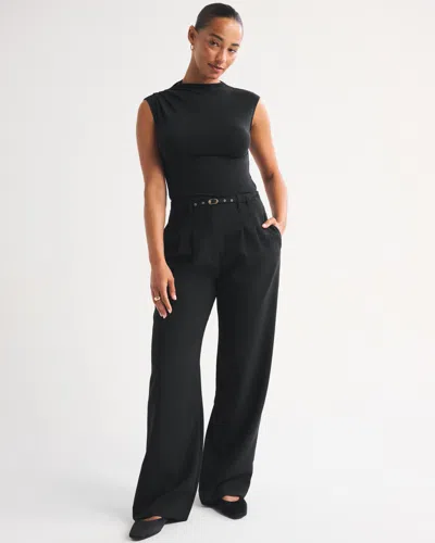 Abercrombie & Fitch Curve Love Sloane High Rise Wide Leg Pants With Belt In Brown