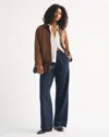 Abercrombie & Fitch Curve Love A&f Sloane Tailored Wide Leg Pant In Brown