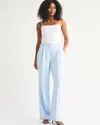Abercrombie & Fitch Curve Love A&f Sloane Tailored Wide Leg Pant In Blue