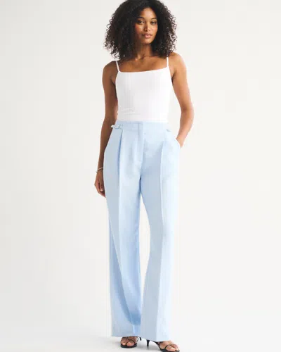 Abercrombie & Fitch Curve Love A&f Sloane Tailored Wide Leg Pant In Blue