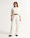 Abercrombie & Fitch Curve Love A&f Sloane Tailored Wide Leg Pant In White
