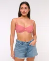 Abercrombie & Fitch Curve Love Balconette Underwire Bikini Top In Red