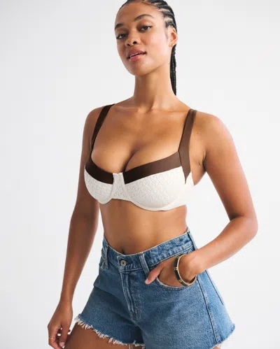 Abercrombie & Fitch Curve Love Crochet-style Wide Strap Underwire Bikini Top In Multi