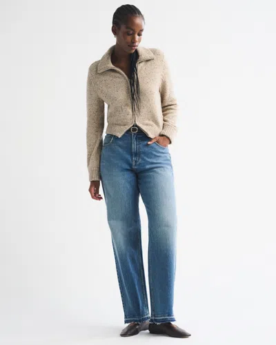 Abercrombie & Fitch Curve Love High Rise 90s Relaxed Jean In Blue