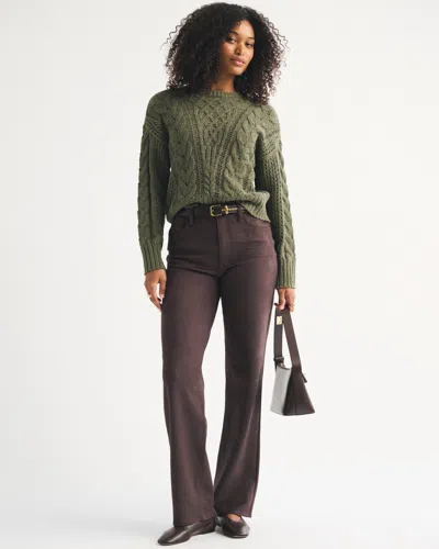 Abercrombie & Fitch Curve Love High Rise 90s Relaxed Vegan Suede Pant In Purple