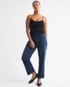 Abercrombie & Fitch Curve Love High Rise Cropped Straight Jean In Black