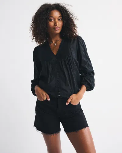 Abercrombie & Fitch Curve Love High Rise Dad Short In Blue