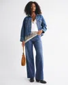 Abercrombie & Fitch Curve Love High Rise Wide Leg Jean In Blue