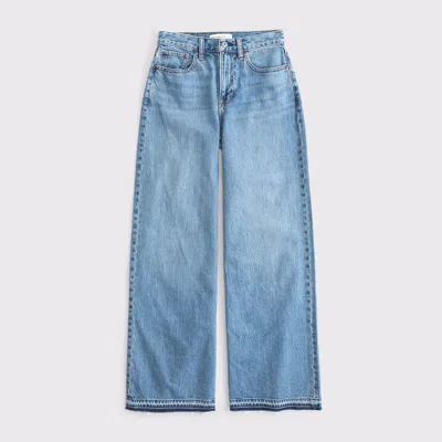 Abercrombie & Fitch Curve Love High Rise Wide Leg Jean In Blue