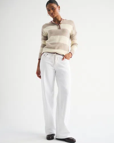 Abercrombie & Fitch Curve Love Linen-blend Low Rise Ultra Loose Jean In White