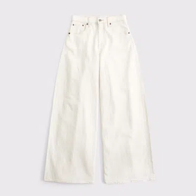Abercrombie & Fitch Curve Love Linen-blend High Rise Ultra Wide Leg Jean In Brown