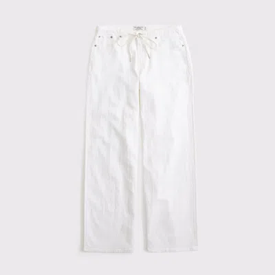 Abercrombie & Fitch Curve Love Linen-blend Low Rise Ultra Loose Drawstring Jean In White