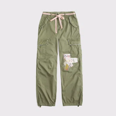 Abercrombie & Fitch Curve Love Low Rise Baggy Cargo Pant In Green