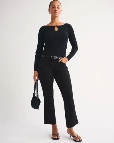 Abercrombie & Fitch Curve Love Low Rise Kick Flare Jean In Black