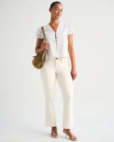 Abercrombie & Fitch Curve Love Low Rise Kick Flare Jean In Ecru