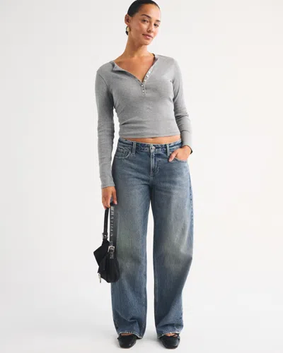 Abercrombie & Fitch Curve Love Low Rise Slouchy Jean In Blue