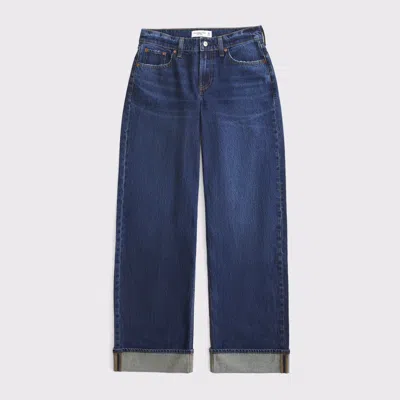 Abercrombie & Fitch Curve Love Low Rise Ultra Loose Cuffed Hem Jean In Multi