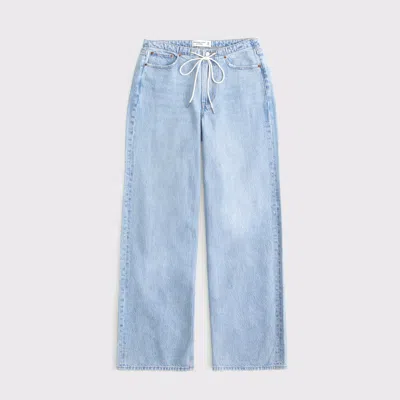 Abercrombie & Fitch Curve Love Low Rise Ultra Loose Drawstring Jean In Blue