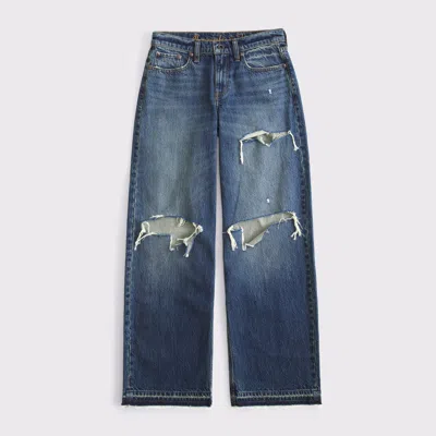 Abercrombie & Fitch Curve Love Low Rise Ultra Loose Jean In Blue