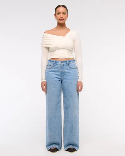 Abercrombie & Fitch Curve Love Low Rise Ultra Loose Jean In Blue