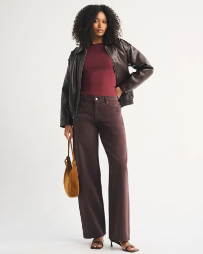 Abercrombie & Fitch Curve Love Low Rise Ultra Loose Jean In Brown