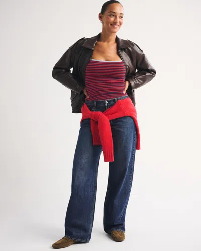 Abercrombie & Fitch Curve Love Low Rise Ultra Loose Jean In Dark Process