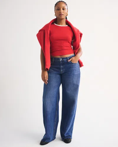 Abercrombie & Fitch Curve Love Low Rise Ultra Loose Jean In Blue