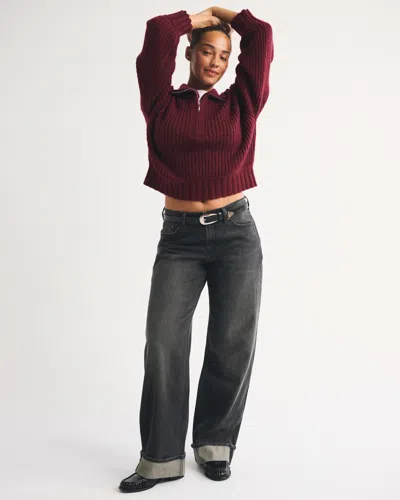 Abercrombie & Fitch Curve Love Low Rise Ultra Loose Jean In Gray