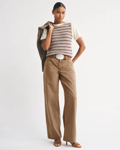 Abercrombie & Fitch Curve Love Low Rise Ultra Loose Jean In Light Brown Wash