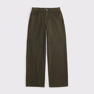 Abercrombie & Fitch Curve Love Low Rise Ultra Loose Jean In Green