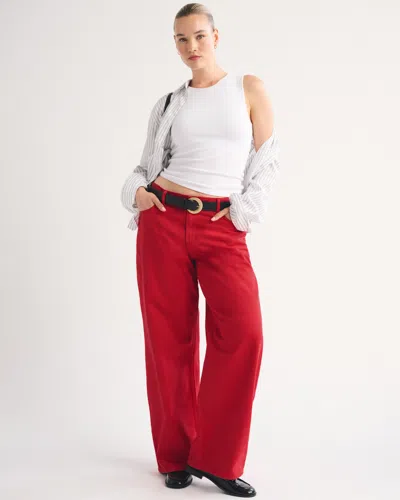 Abercrombie & Fitch Curve Love Low Rise Ultra Loose Jean In Red