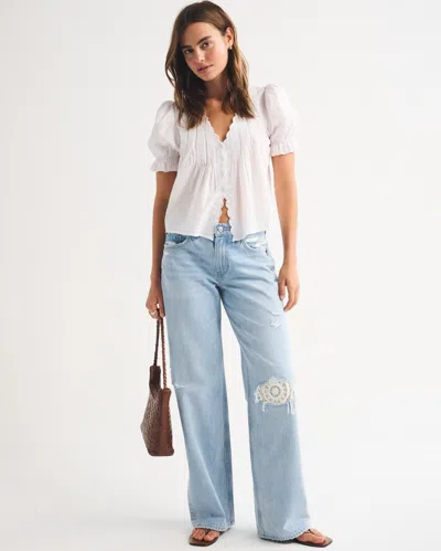 Abercrombie & Fitch Curve Love Low Rise Ultra Loose Jean In Blue