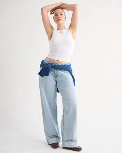 Abercrombie & Fitch Curve Love Low Rise Ultra Loose Jean In Blue