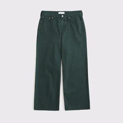 Abercrombie & Fitch Curve Love Low Rise Ultra Loose Spruce Jean In Green