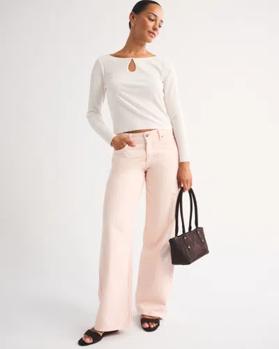 Abercrombie & Fitch Curve Love Low Rise Waistless Ultra Loose Jean In Pink