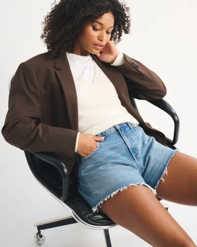 Abercrombie & Fitch Curve Love Mid Rise A-line Short In Blue