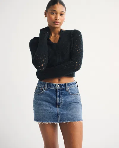 Abercrombie & Fitch Curve Love Mid Rise Denim Mini Skort In Blue