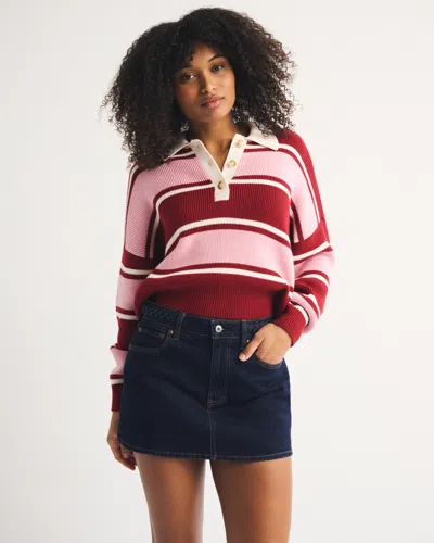 Abercrombie & Fitch Curve Love Mid Rise Denim Mini Skort In Blue