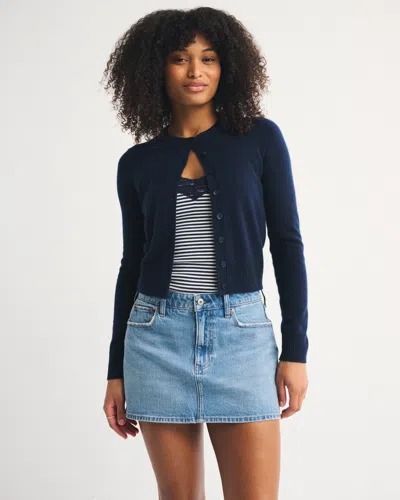 Abercrombie & Fitch Curve Love Mid Rise Embroidered Denim Mini Skort In Blue