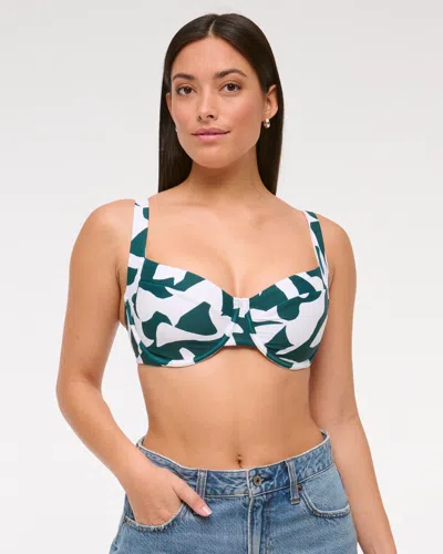 Abercrombie & Fitch Curve Love Wide Strap Underwire Bikini Top In Green