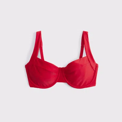 Abercrombie & Fitch Curve Love Wide Strap Underwire Bikini Top In Red