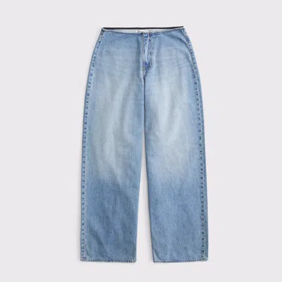 Abercrombie & Fitch Curve Low Low Rise Waistless Ultra Loose Jean In Blue