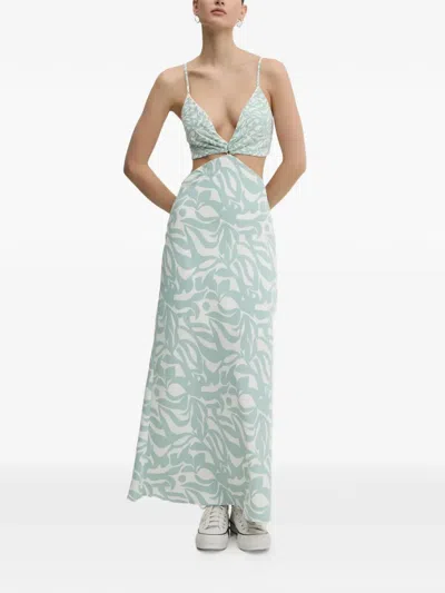 Abercrombie & Fitch Cut-out Floral Print Maxi Dress In Green