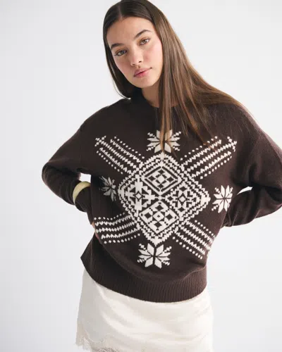 Abercrombie & Fitch Dad Fairisle Crew Sweater In Brown