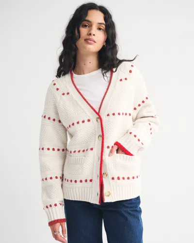 Abercrombie & Fitch Dad V-neck Cardigan In White