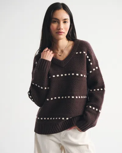 Abercrombie & Fitch Dad V-neck Sweater In Brown