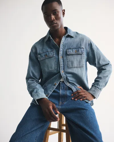 Abercrombie & Fitch Denim Button-up Shirt In Blue