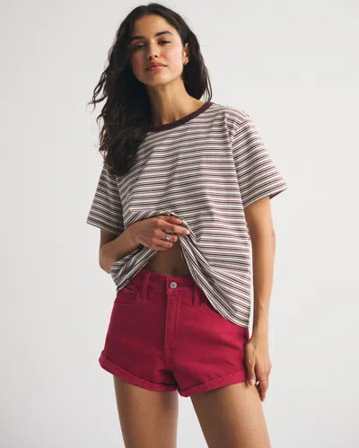 Abercrombie & Fitch Denim Micro Short In Red